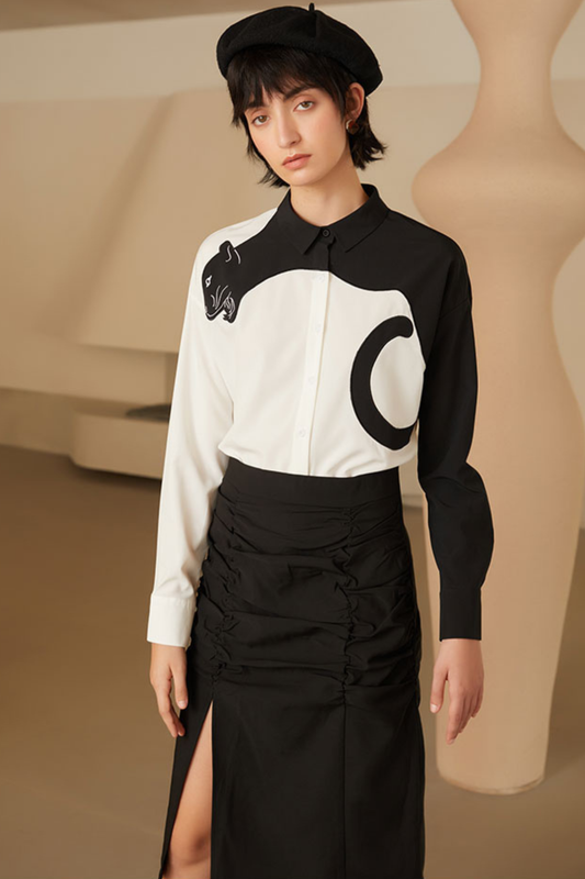 ヒョウ柄スリムフィットシャツ