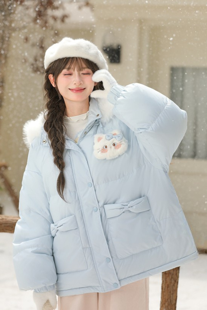 ファーキャットフードダウンジャケット