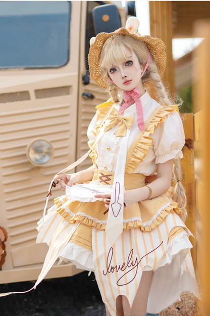 [Reservation product] Peach and mangoopinkute style suspender dress