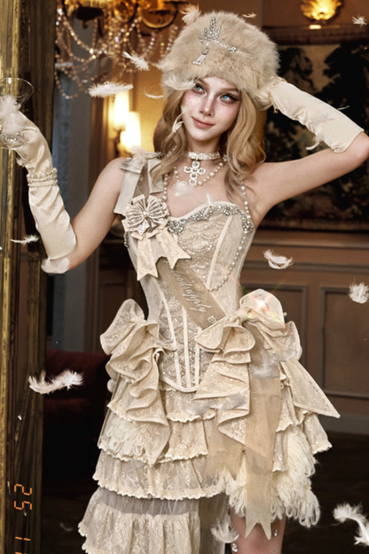 ナイトパーティーゴシックリボントップス+リボン+ブローチ+ハット