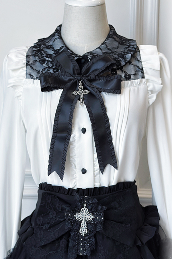Dark windcloth shirt + skirt + ribbon