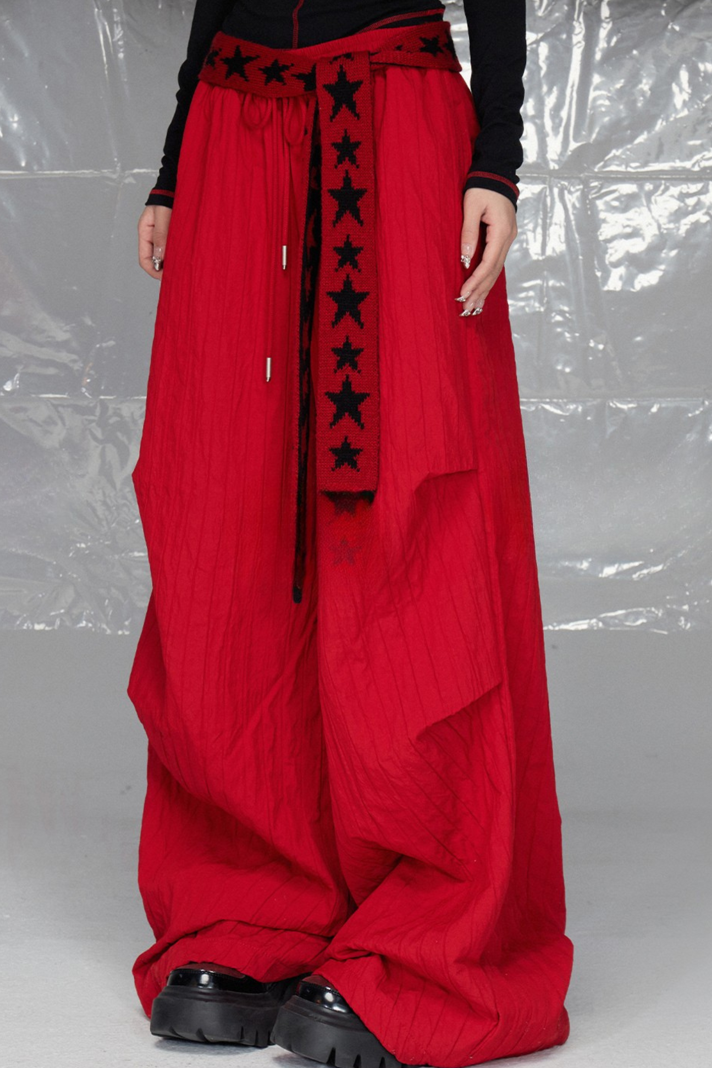 Red loose casual pants