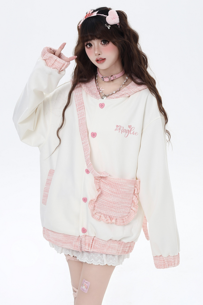 Sweet Milky Bunny Ear Hooded Jacket