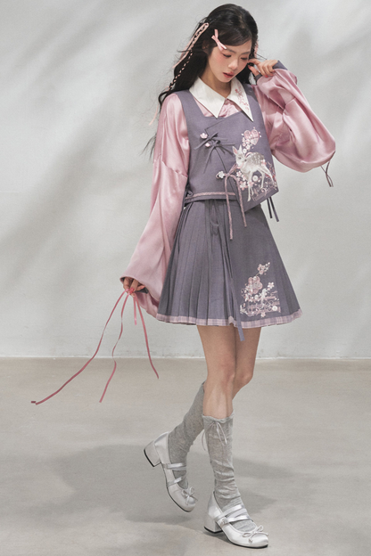 樱花节奏狩猎马甲+衬衫+裙子+裤子+配饰