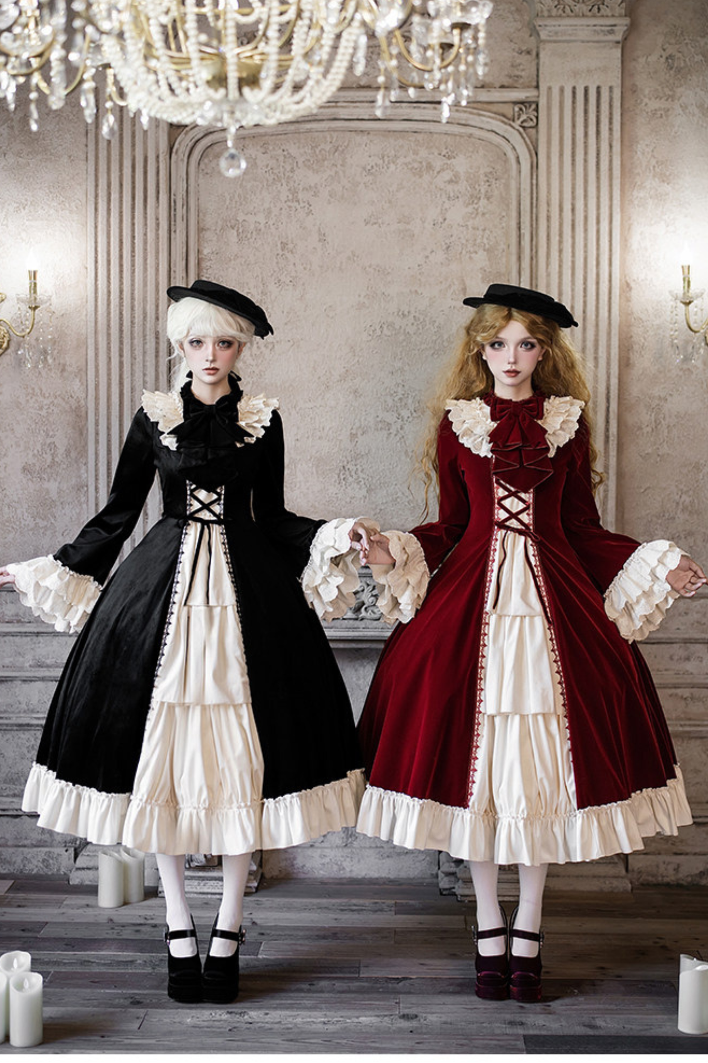 クラシカルエレガントドレス+カラー+リボン+ハット