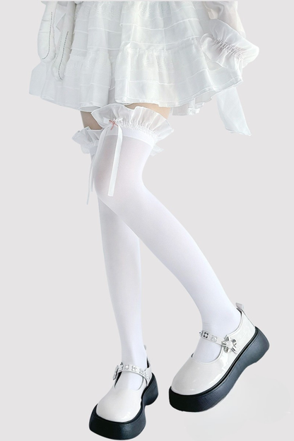 Glitter Diamond Ribbon Knee-High Socks