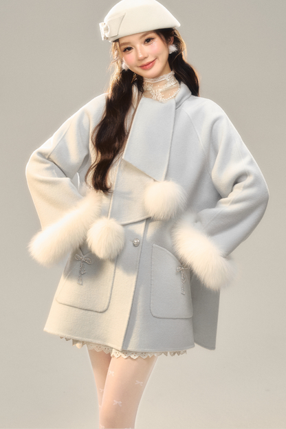 Milk Blue Fur French Coat