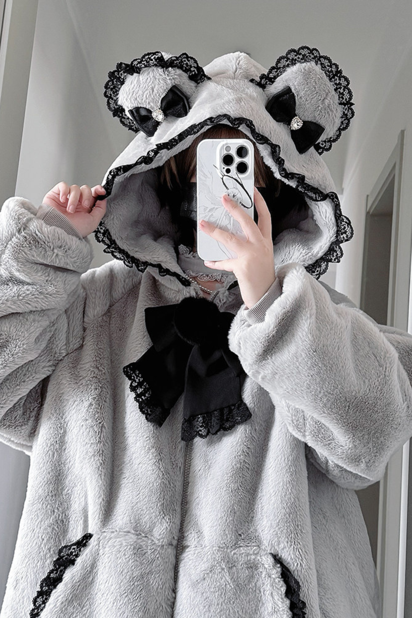 Snow Mouse Lace Fur Coat