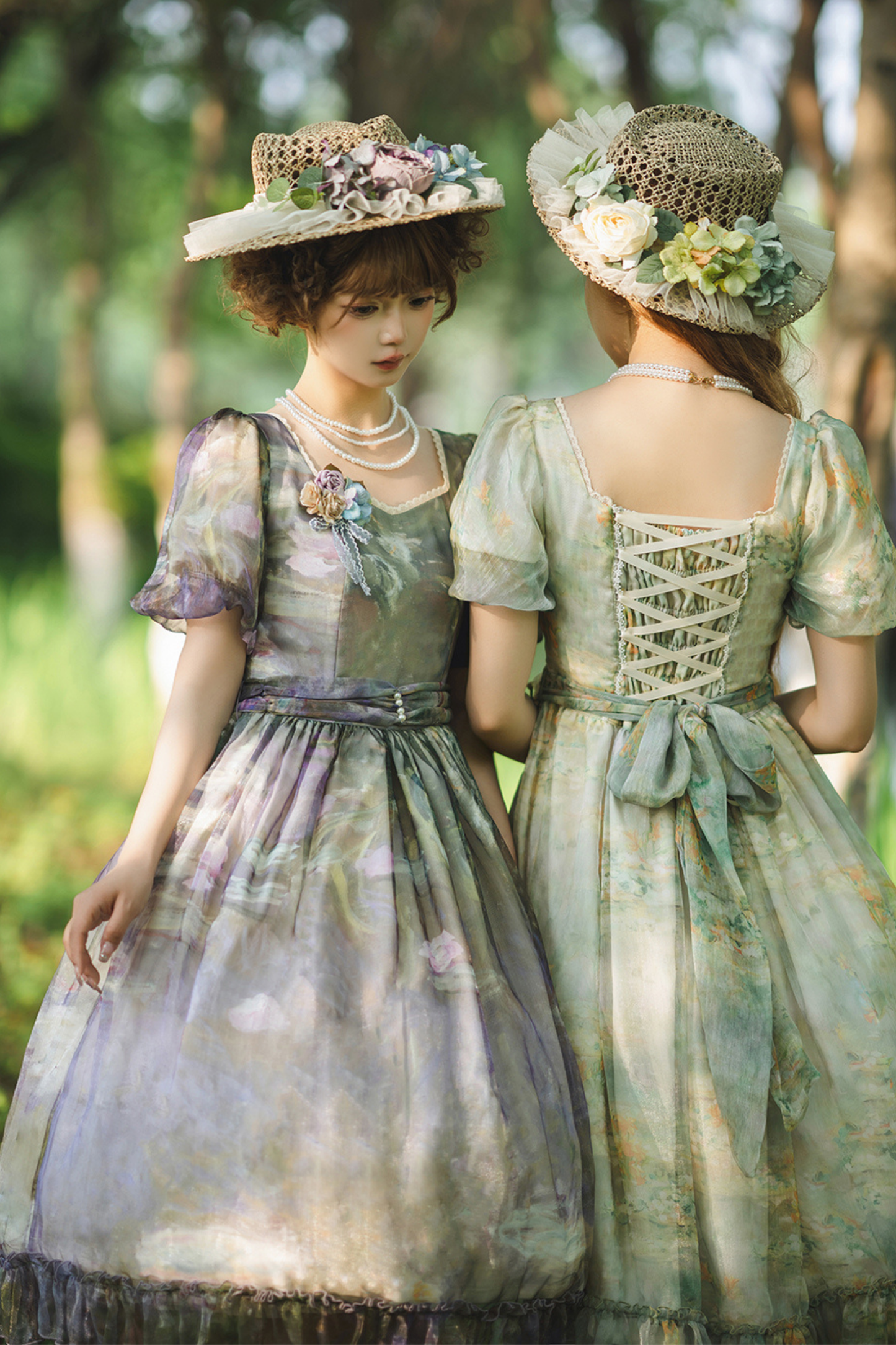 マーブルアートハイウエストマークロリータドレス