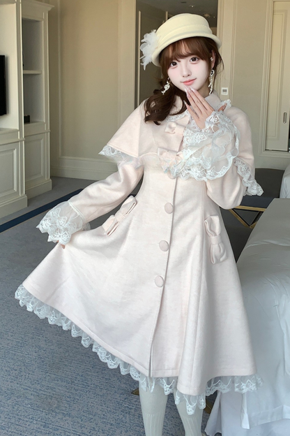 ガーリーリボンケープフレアコート