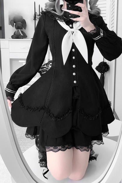 Lace sailor collar top + skirt