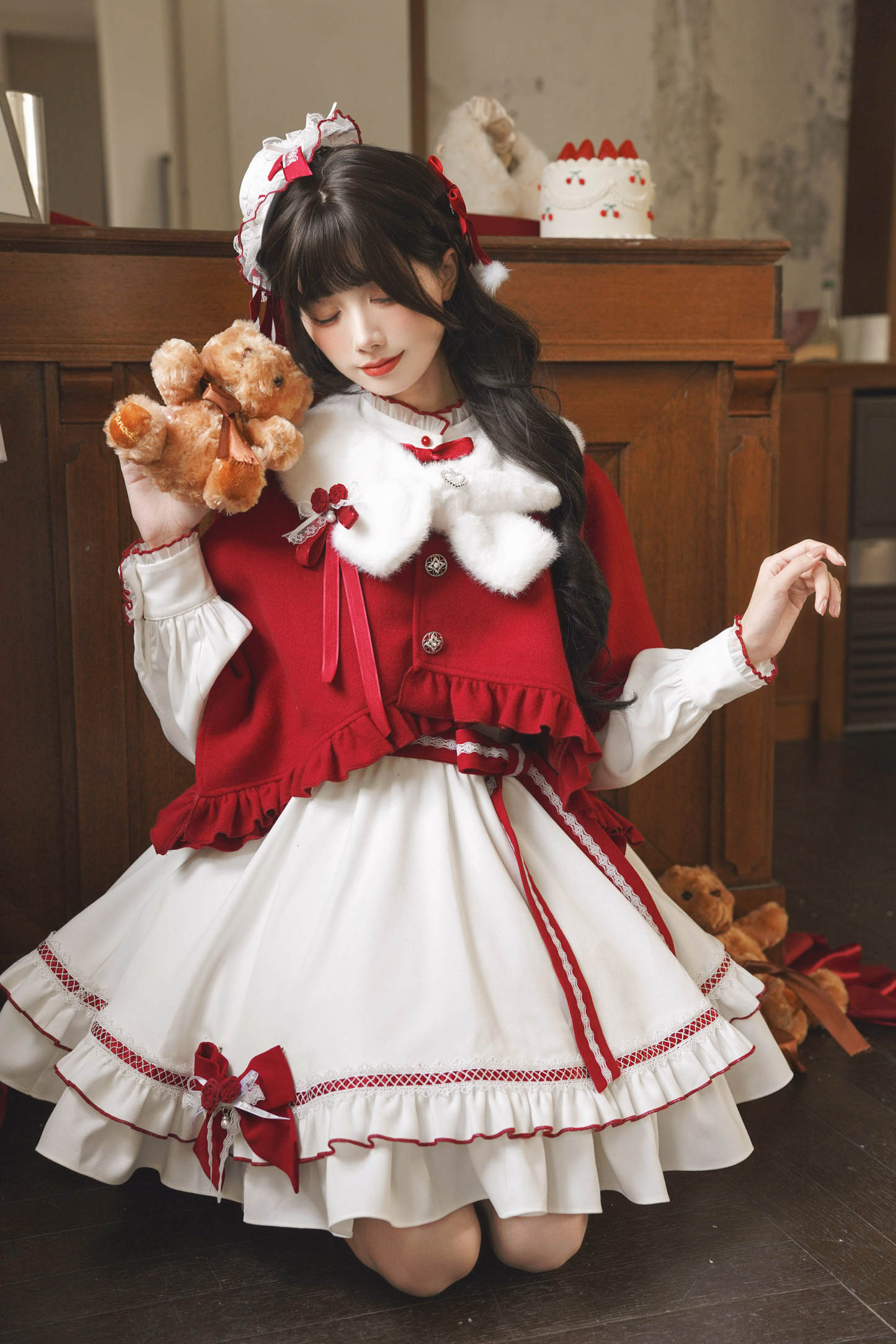 レッドウィッシュケープ+ドレス+ベルト