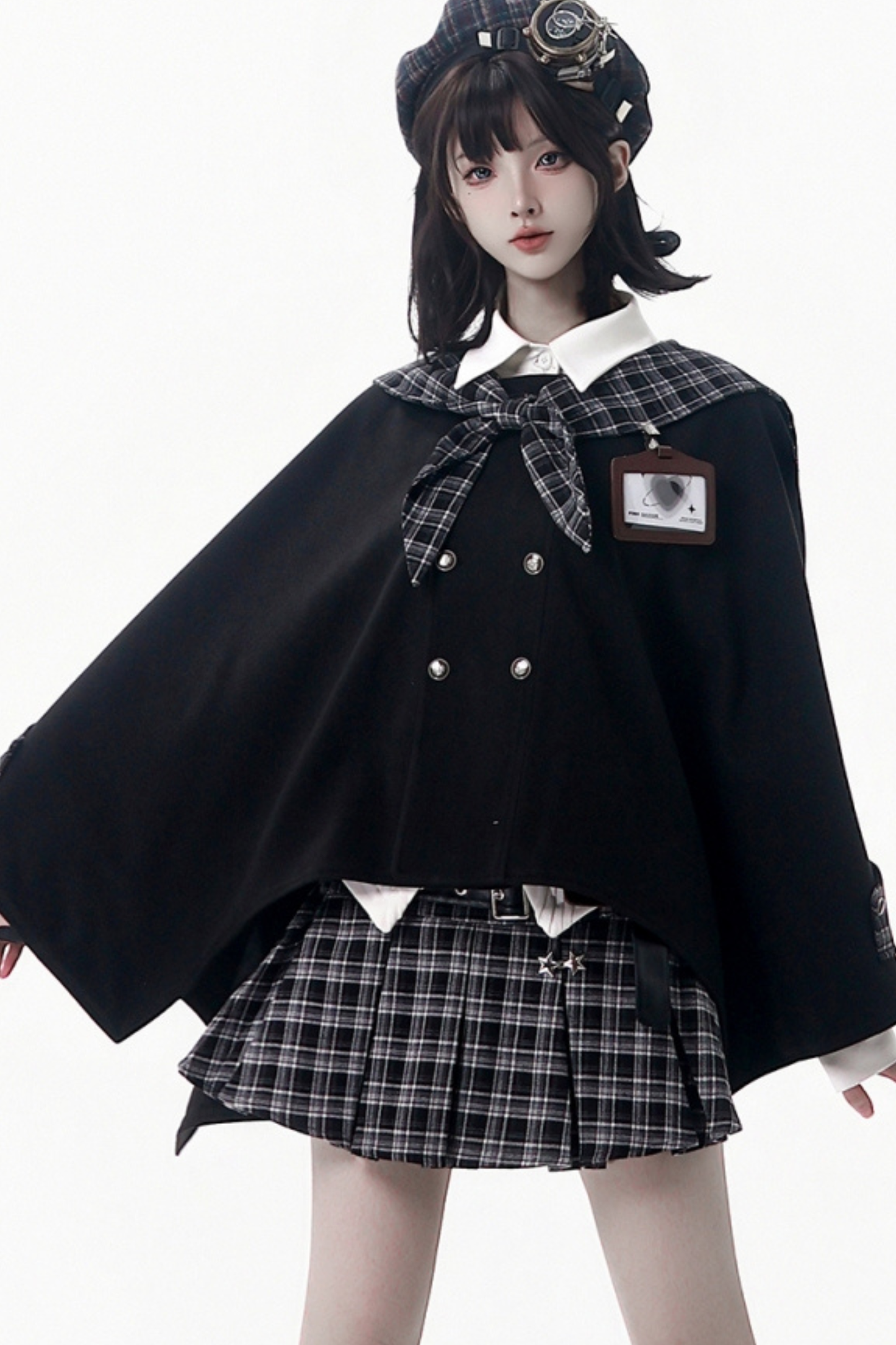 チェッカーアカデミーコート+シャツ+スカート