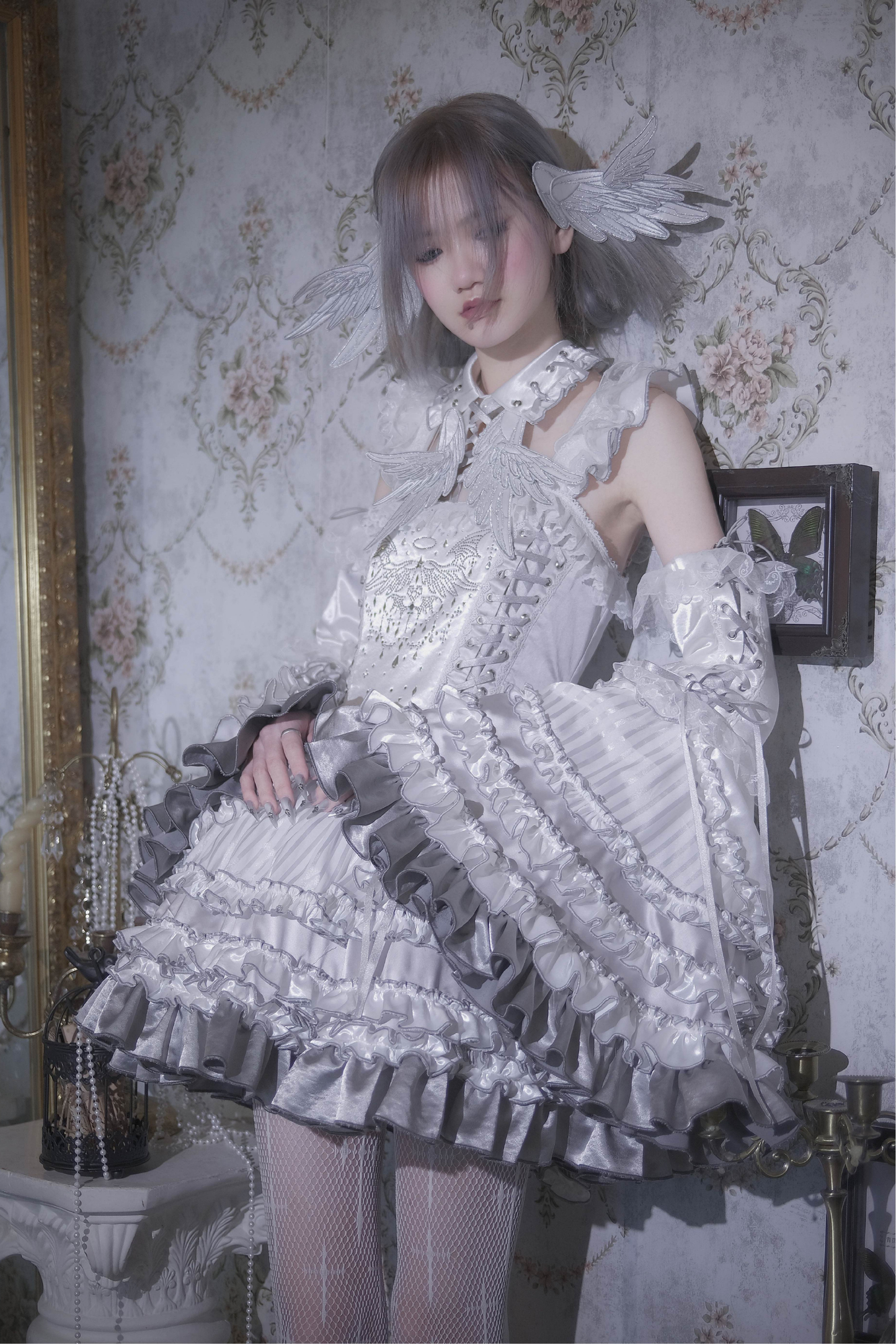 メタリックフリルスプリットスリーブ