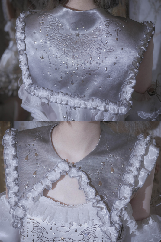 Subculture metallic sailor false collar