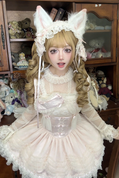 甜美珍妮蘿莉塔吊帶裙+項鍊+帽子+髮帶