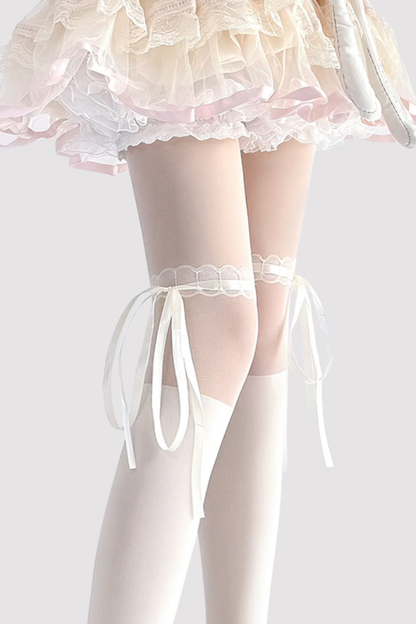 ストラップレースバレエリボンタイツ