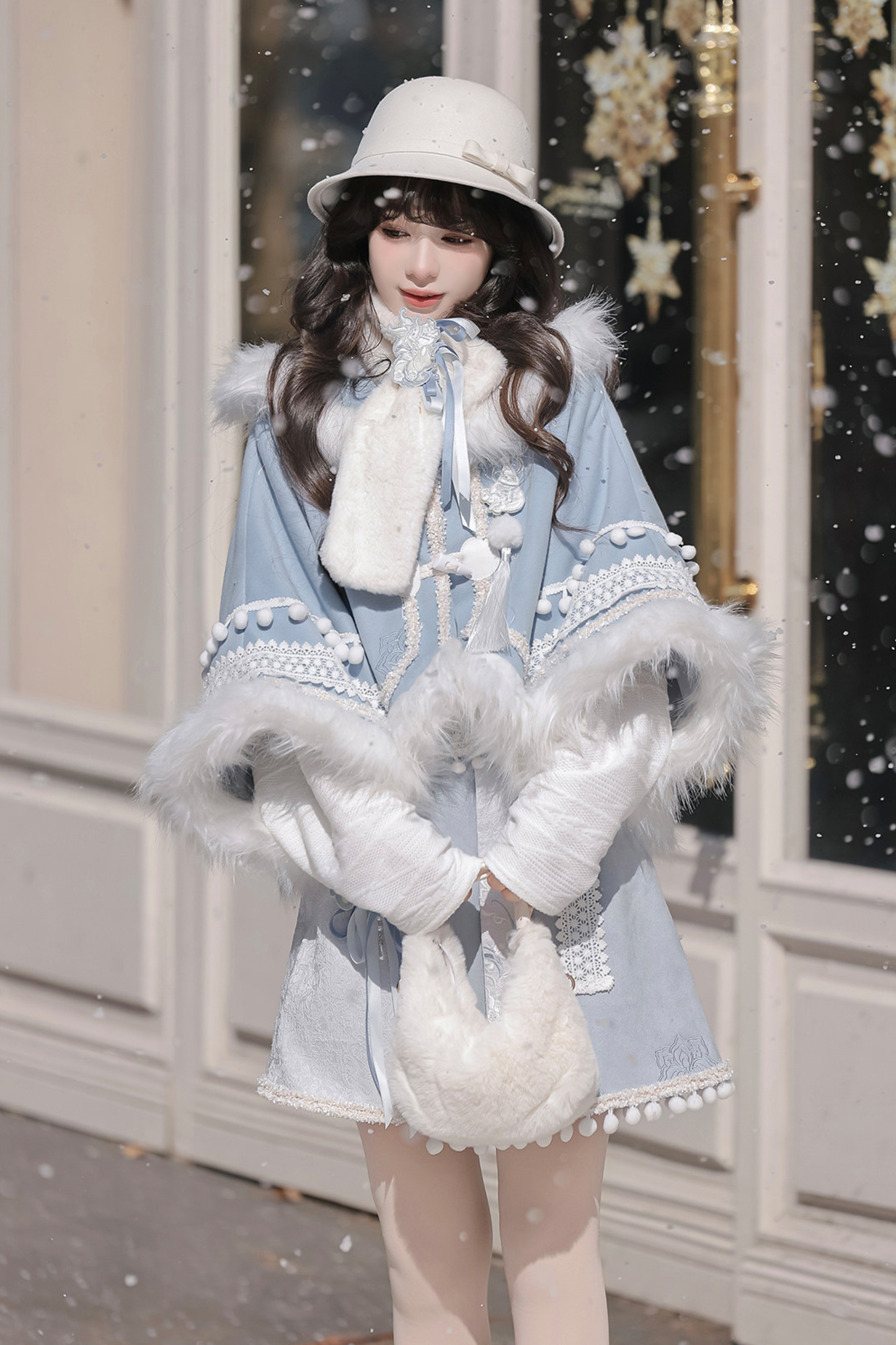 チャイナスノーロリータジャケット+トップス+スカート+スカーフ