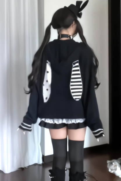 ラビットフードイラストパーカー