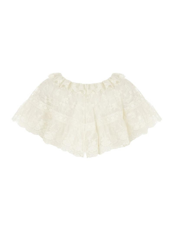 China Romantic Embroidery Lace Shawl + Ribbon Top + Skirt + Apron