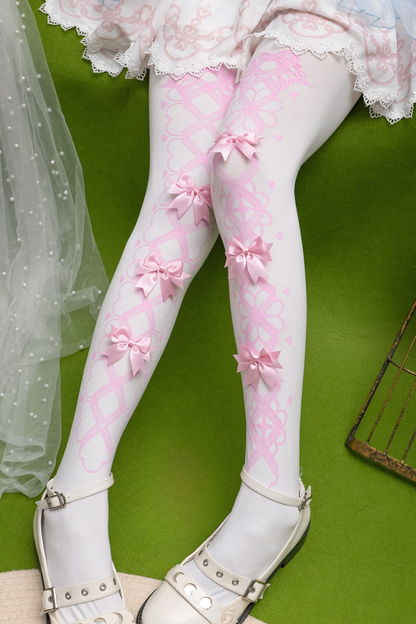 レースアップリボンロリータタイツ