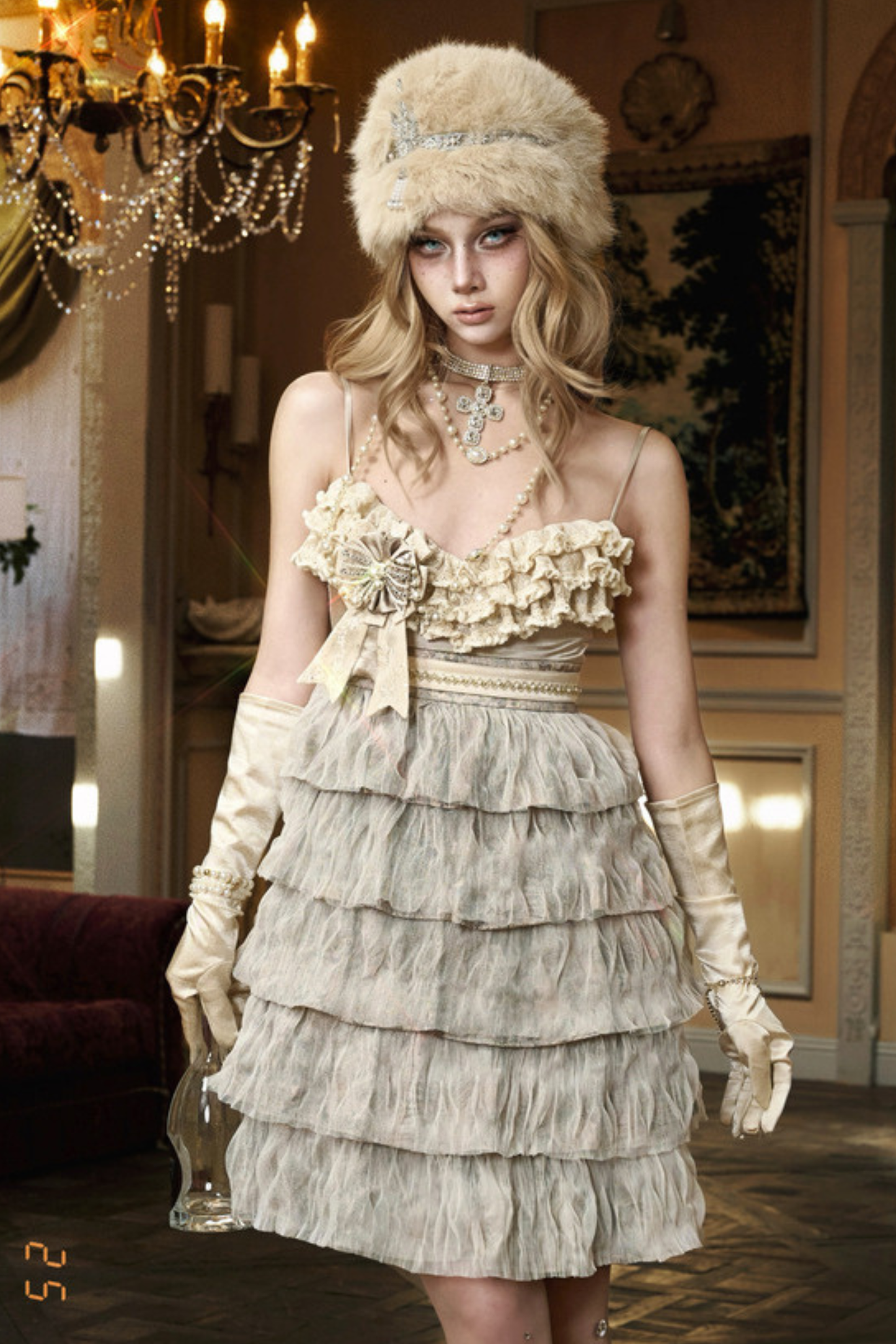 ナイトパーティーゴシックキャミソールドレス+ブローチ