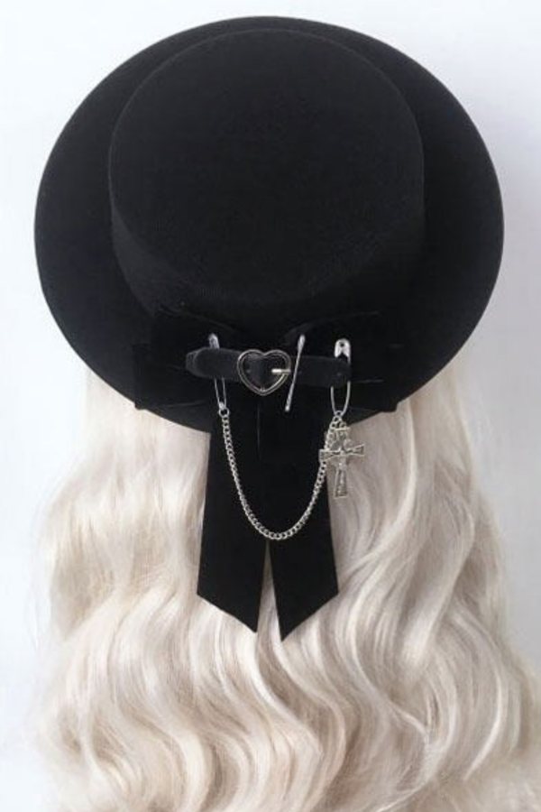 ハートバックルリボンフラットハット