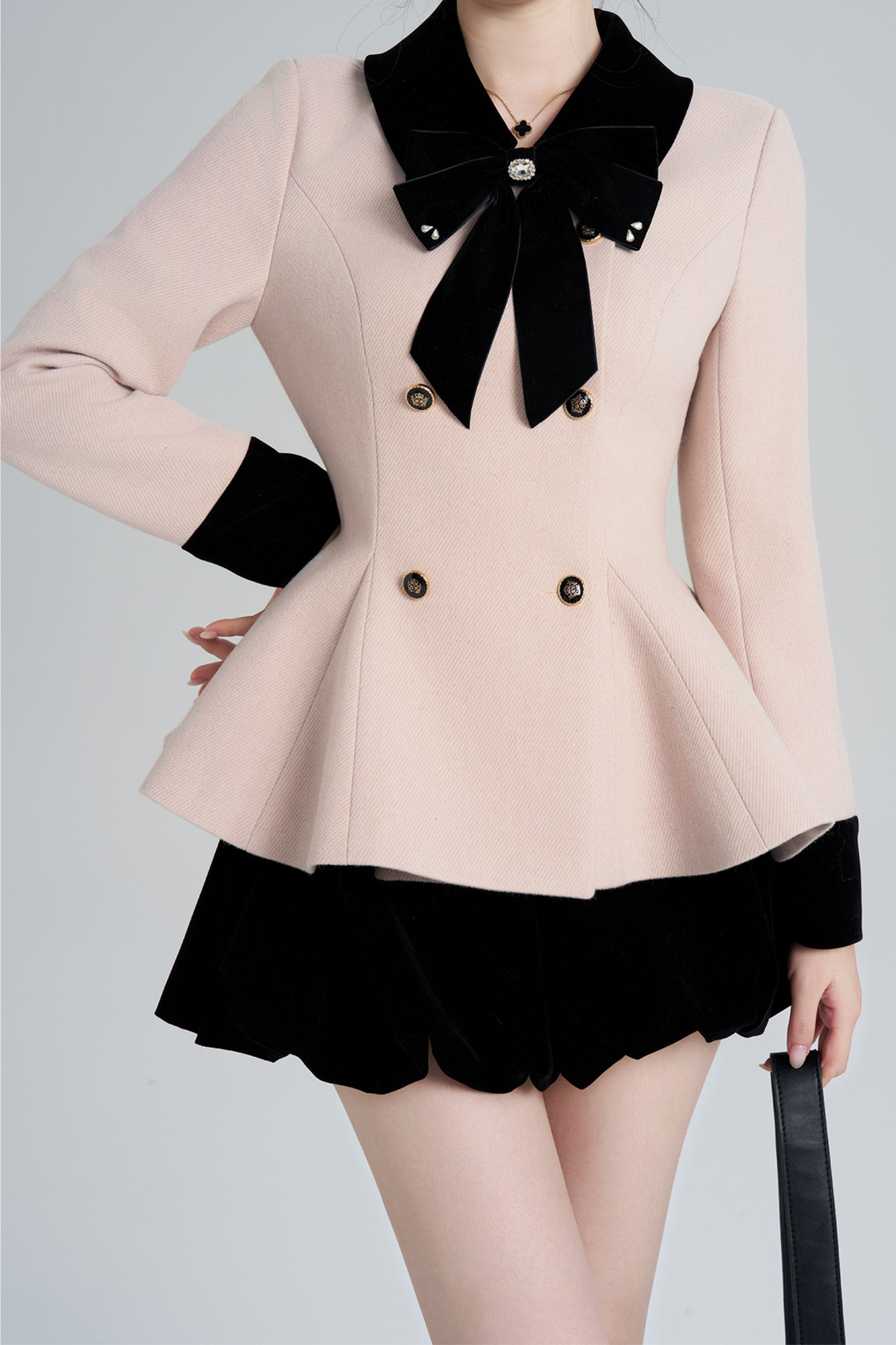 フレンチスイートピンクフレアコート+スカート