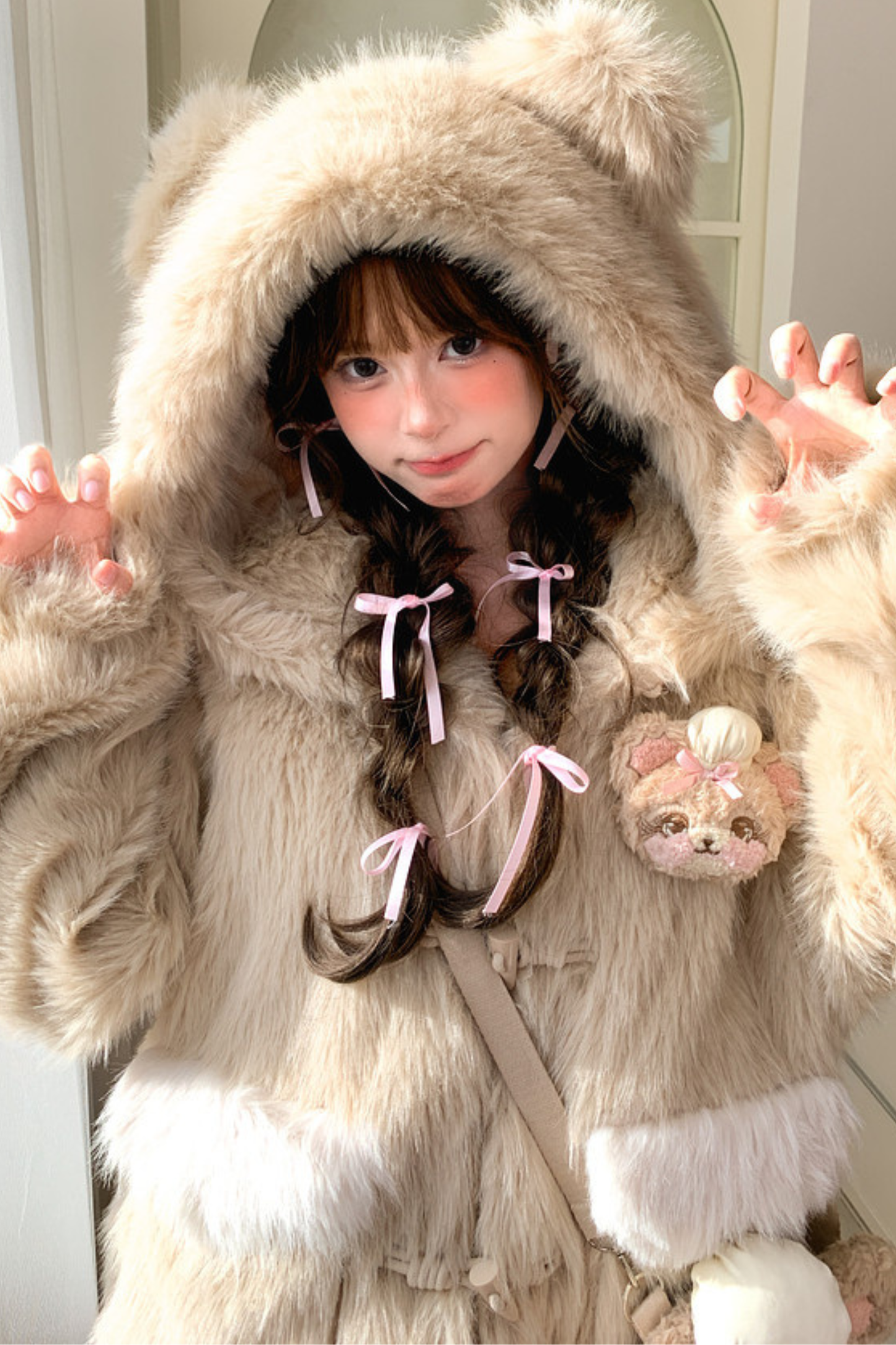 ベアフードファーコート