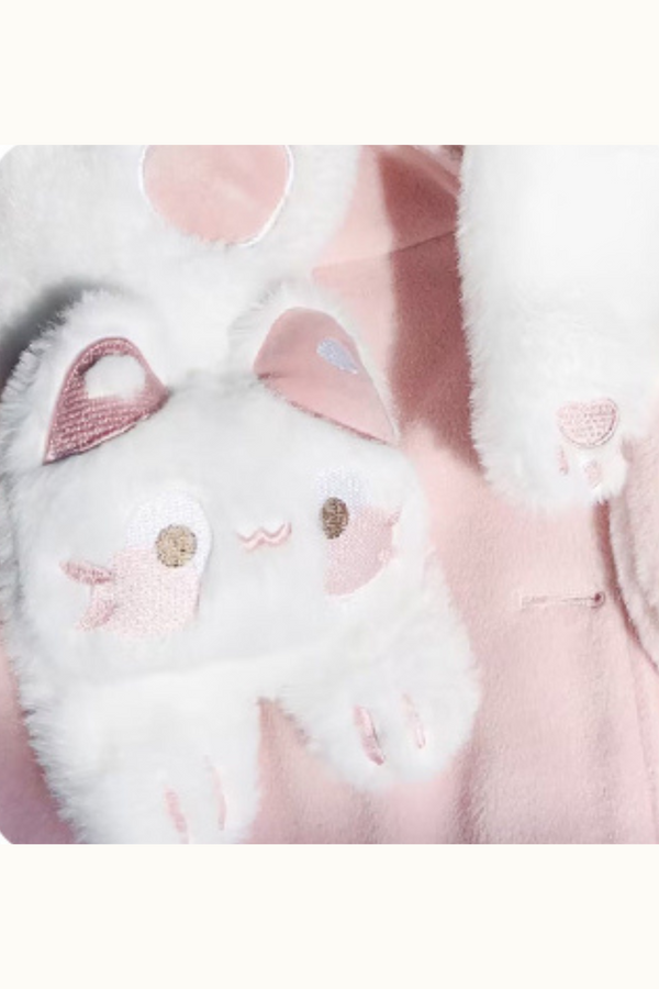 【予約商品】猫耳フーディーキュートファーコート＋子猫のファーマフラー