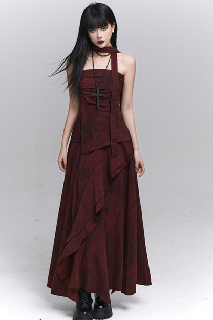 ダークレッドバンドゥ＋ロングスカート