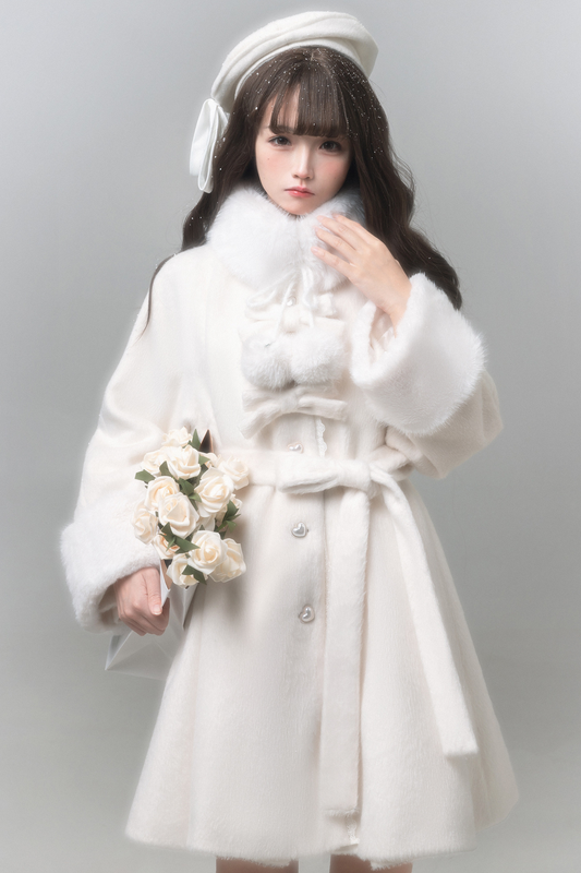 White Japanese Style Cape Coat