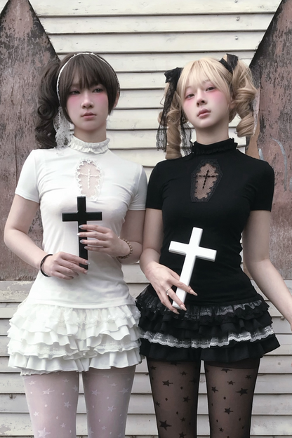 Cross Stitch Gothic Girl Top + Ruffle Pumpkin Pants