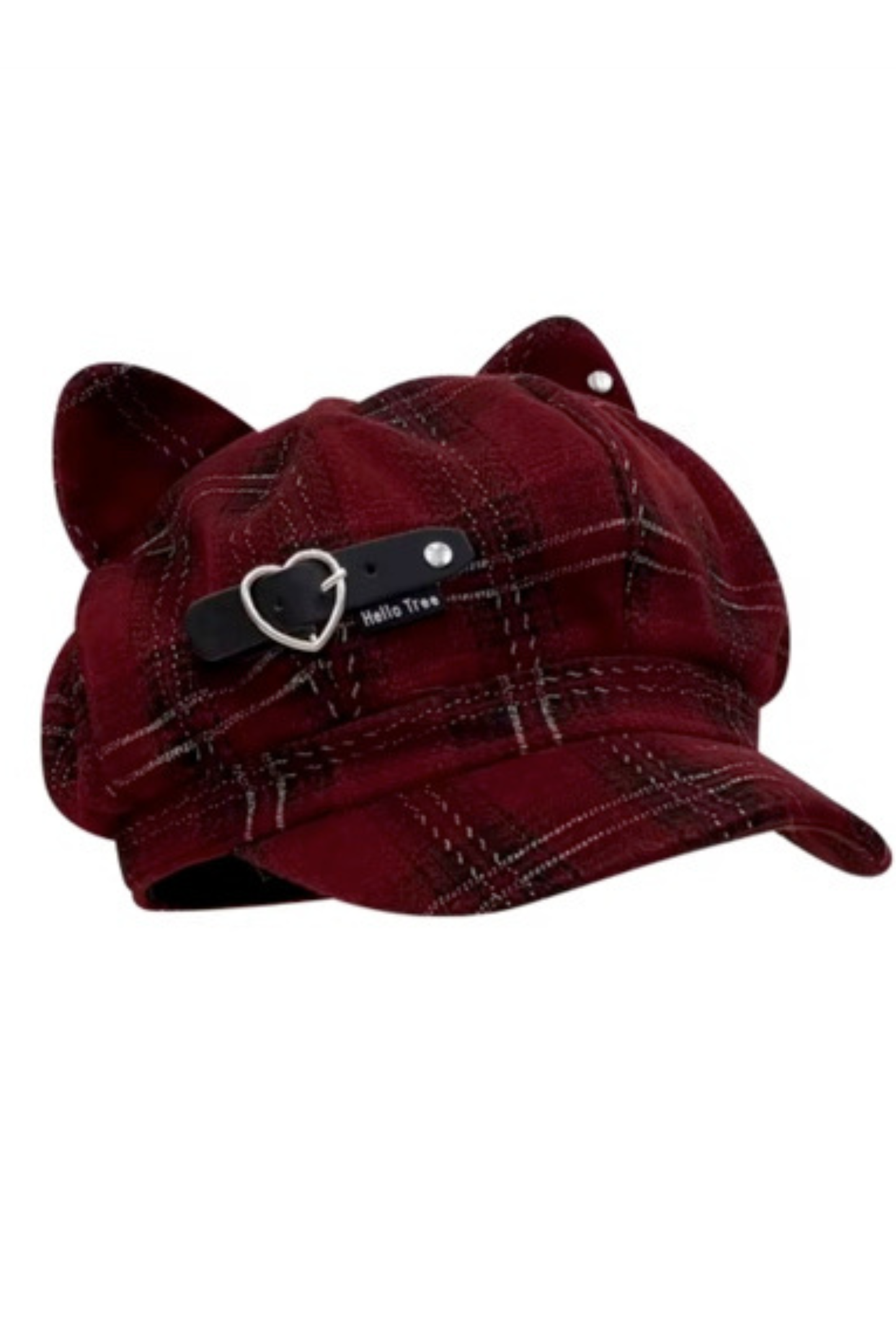 Red Plaid Cat Ear Beret