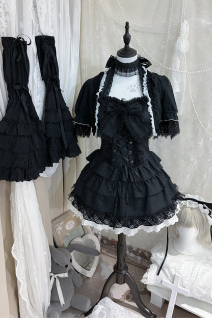 ダークレースリボンドレス+ジャケット