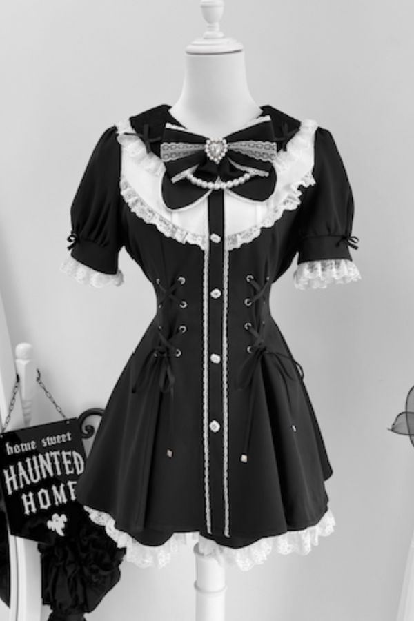 リボンパフスリーブトップス＋インナーパンツ