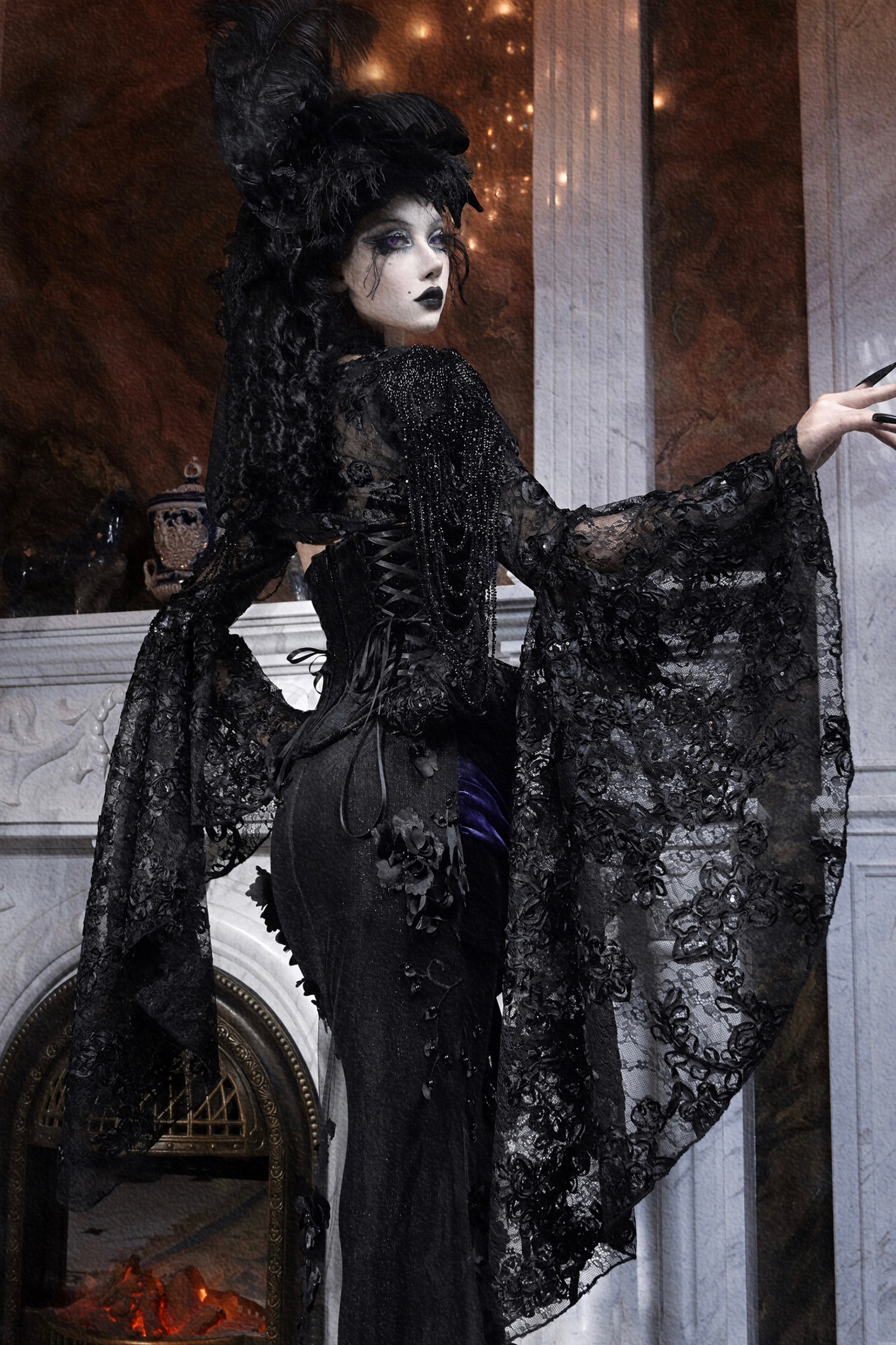 Gothic Gorgeous Sheer Sleeved Shawl