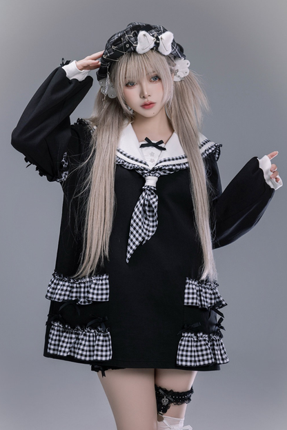 Plaid Sailor Loose Top