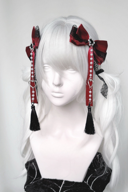Dark Chinese-Style Tassel Rhinestone Hair Trim Clip