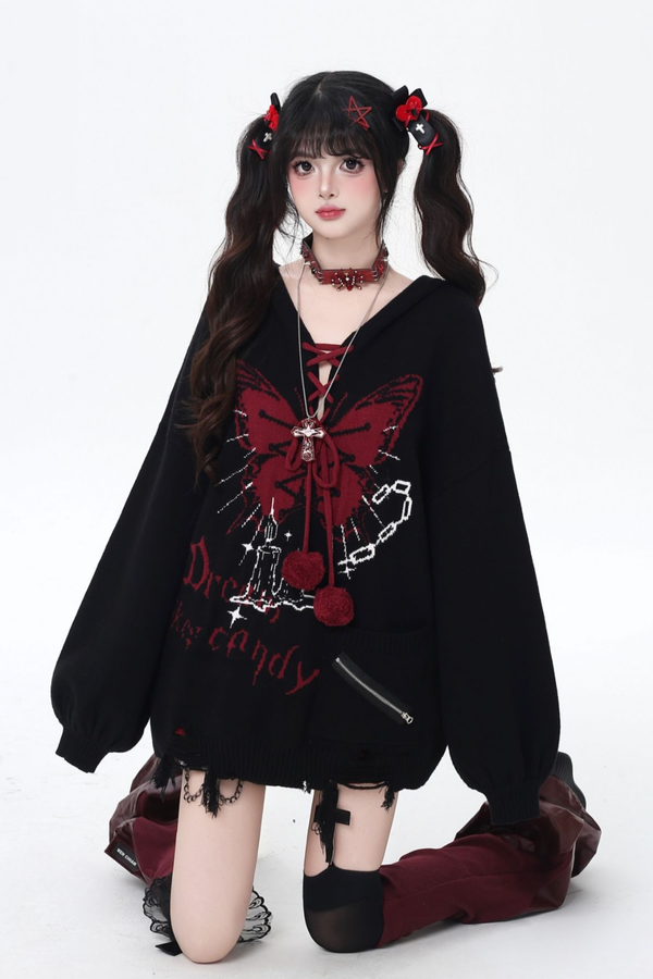 バタフライシャックル Vネックニット