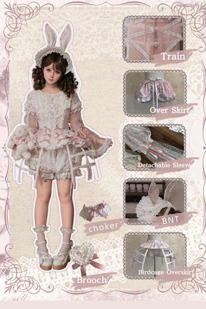 [Vorbestellschluss: 10/6] Accessoires der Castle-Bunny-Serie in Rosa/Schwarz [Hasenohren-Häubchen/Choker/Schleppe/transparente Ärmel (abnehmbare Ärmel)/Brosche/bedruckte Glockenärmel (abnehmbare Ärmel)]