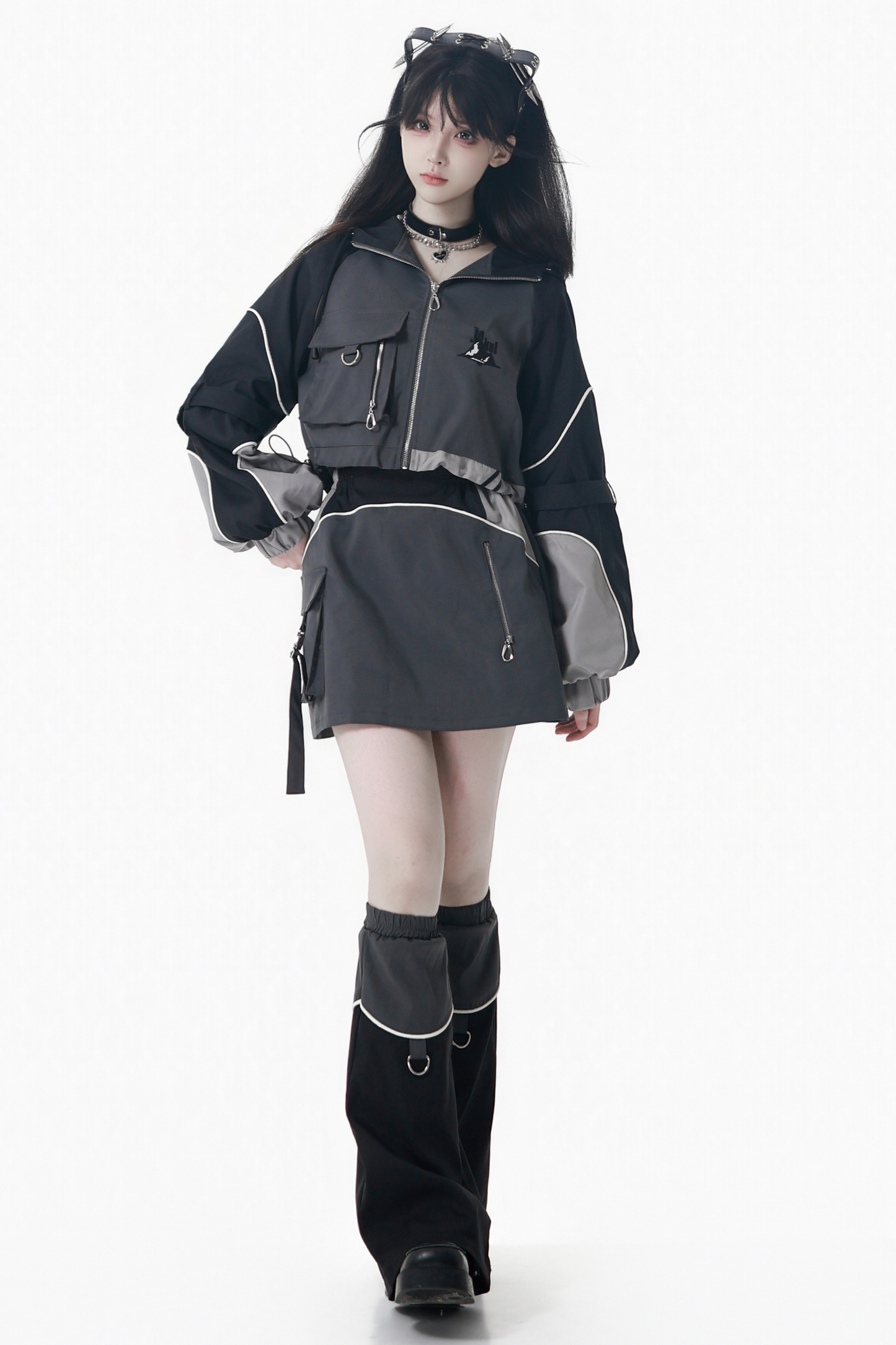 モードダークジャケット+ロングパンツ+スカート+レッグウォーマー