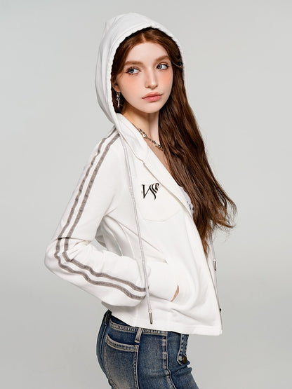 Short Slim Sports Sweat Zip Hoodie