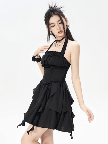 Halter neck Black Elegal Taletical Arade Dress