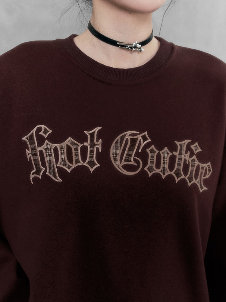 Style Retro Loose Velvet Logo Sweatshirt