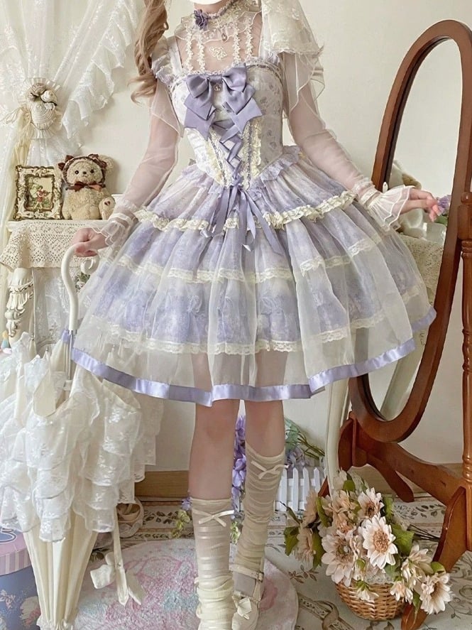 [Pre-order Deadline: April 12] Purple Floral Fairy Princess Tulle Dress + Accessories
