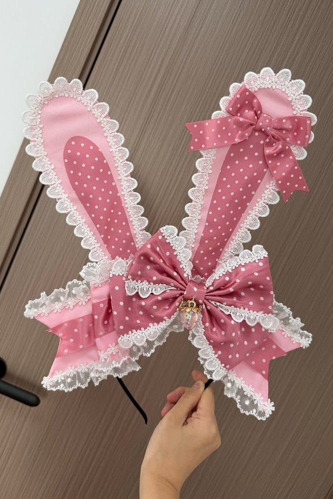 【予約商品】Pink Heart Gift Box Series Accessories(Bunny ear ribbon KC / Polka dot ribbon KC / Hair clip pair)