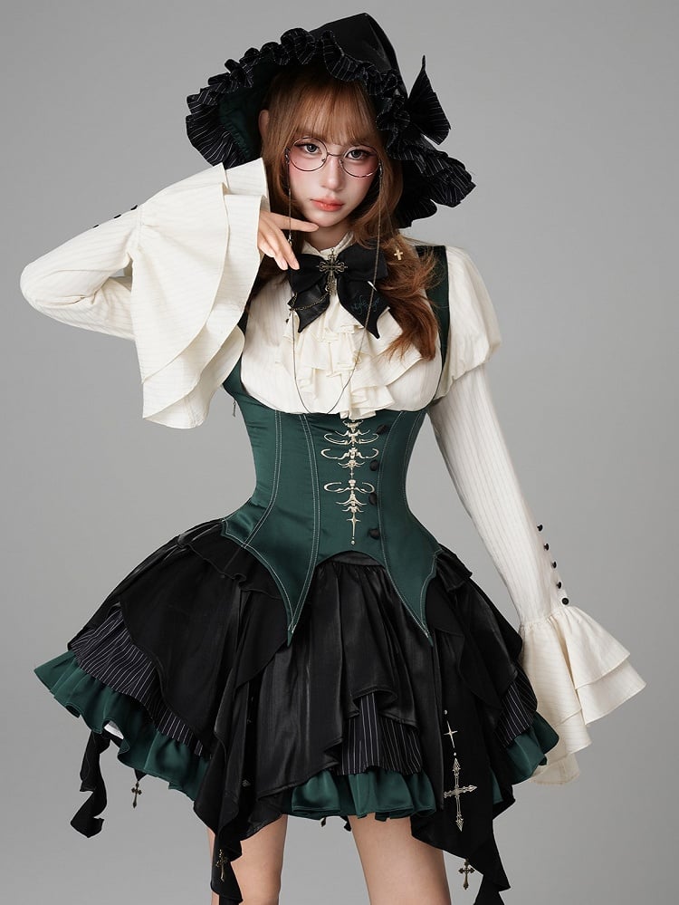 【12月3日予約締切】inverted spell contract ダークゴシックウィッチドレスフルセット＋シャツ＋ベスト＋スカート