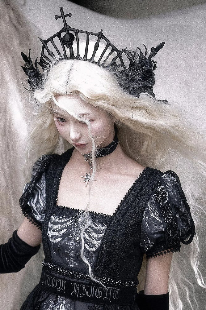 [Vorbestellung bis 8. Juni] Phantom Night Serie Gothic Kreuz Skelett Krone Kopfschmuck Stirnband