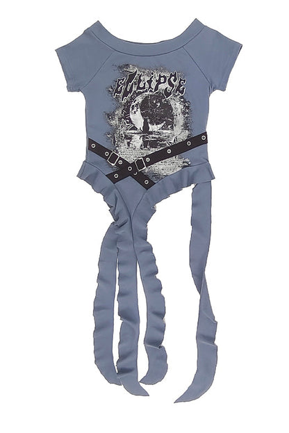 ダークサブカルトップス＋チェックスカート